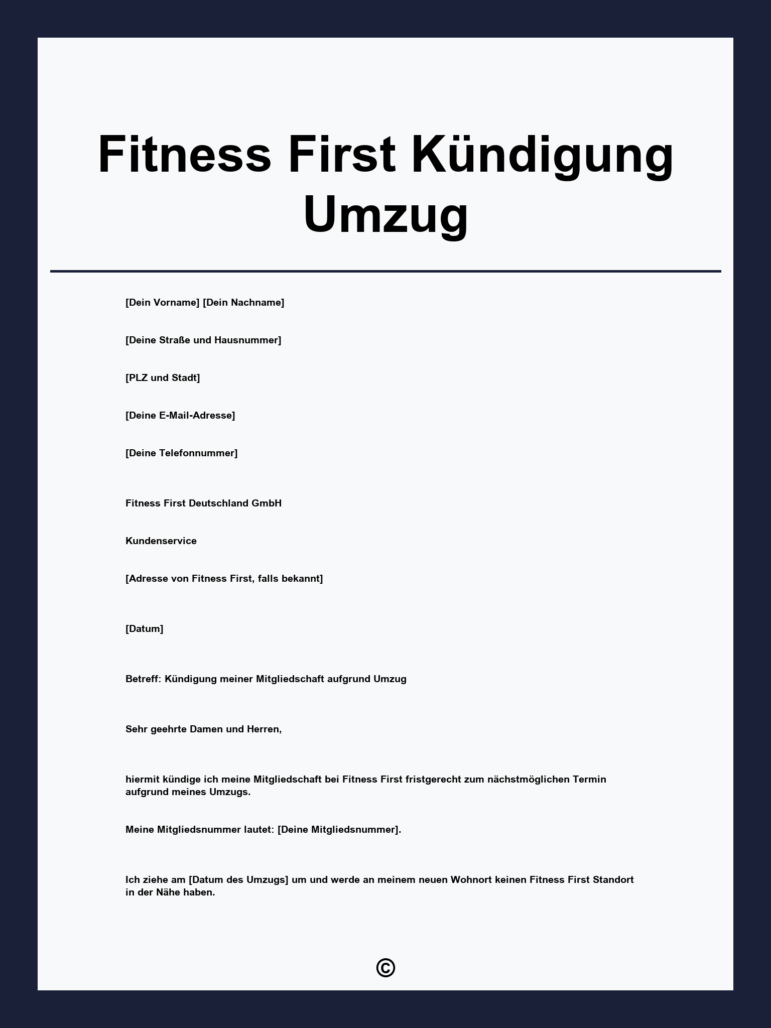 Fitness First Kündigung Umzug