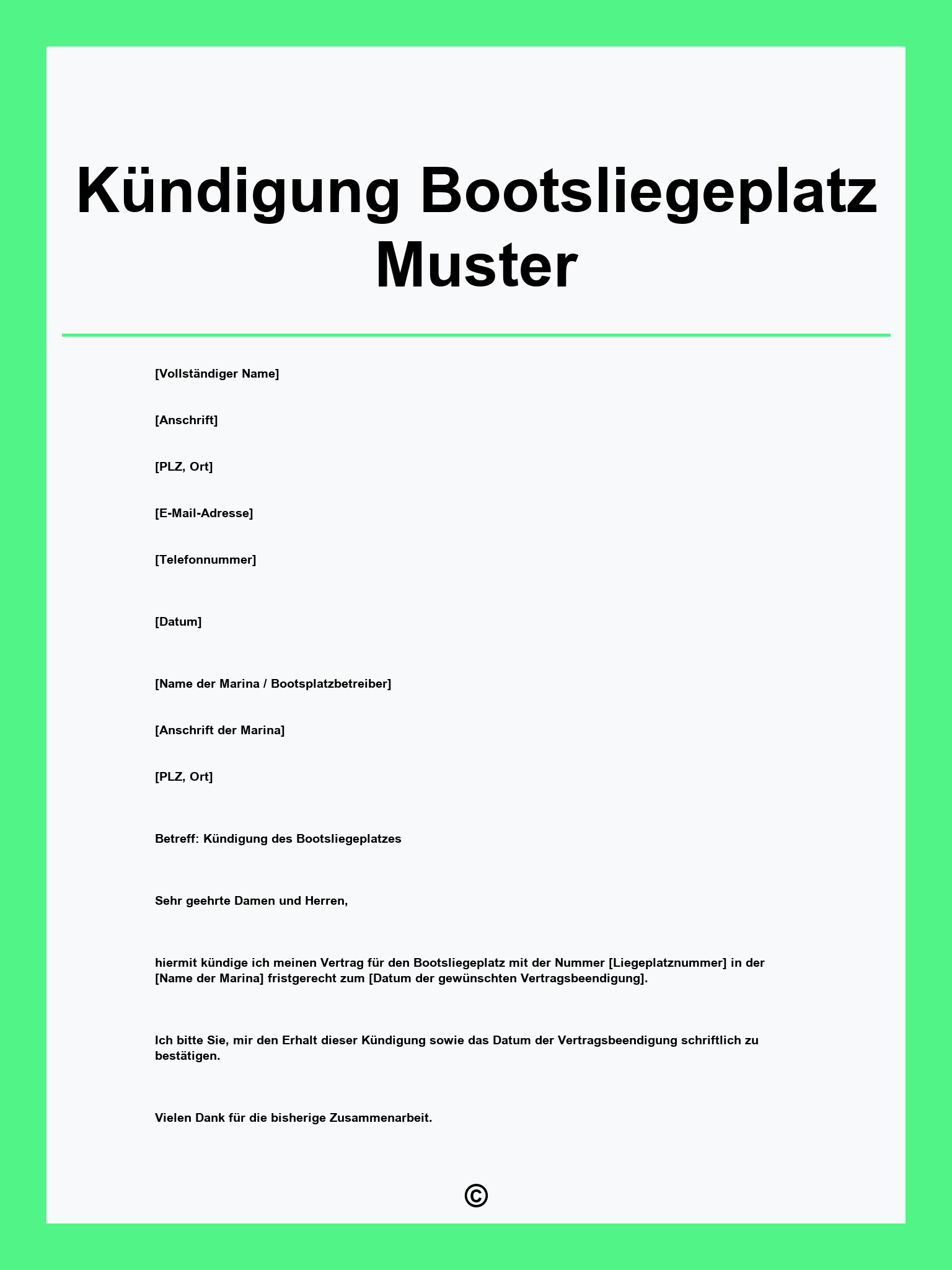 Kündigung Bootsliegeplatz Muster