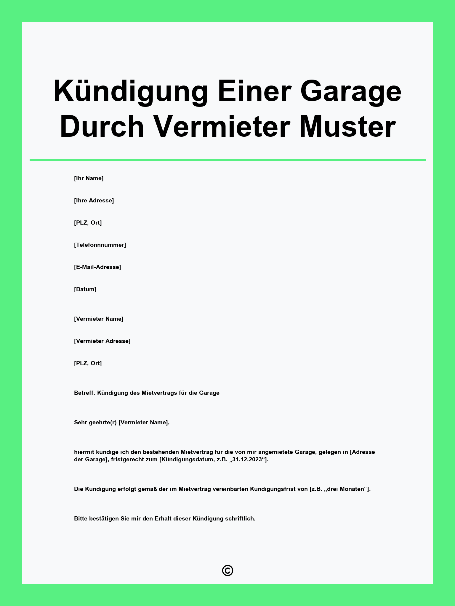 K ndigung Einer Garage Durch Vermieter Muster