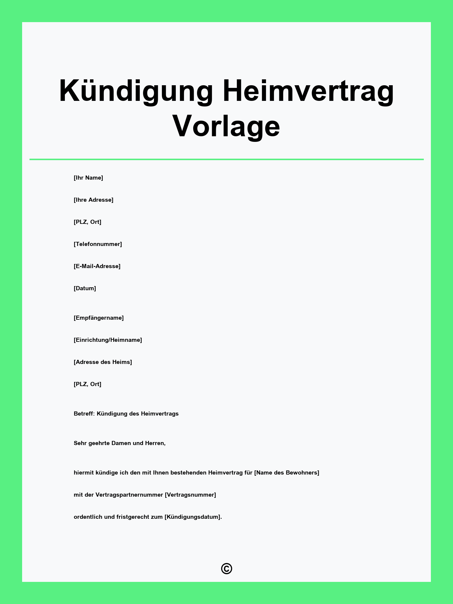 Kündigung Heimvertrag Vorlage