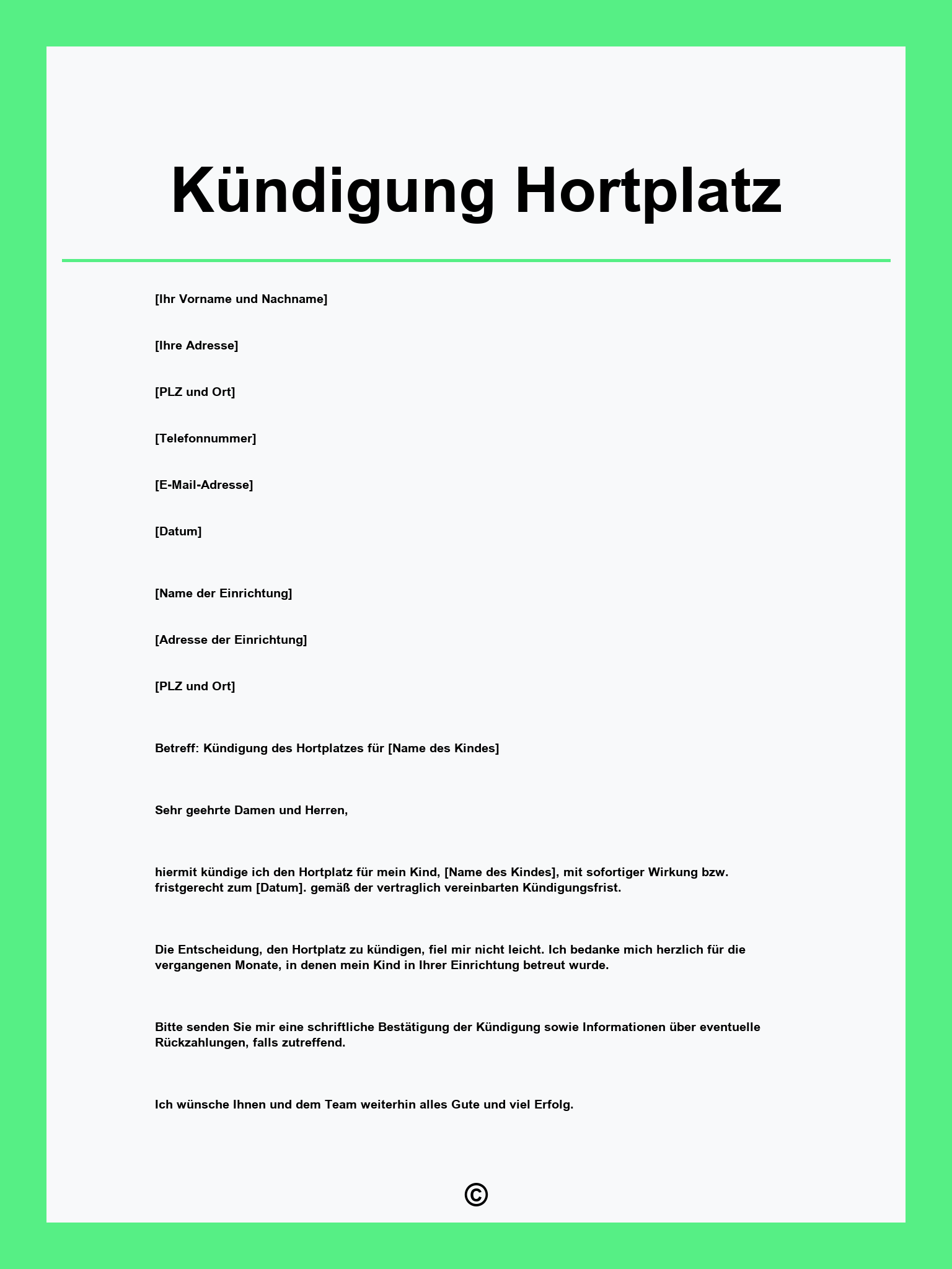 Kündigung Hortplatz