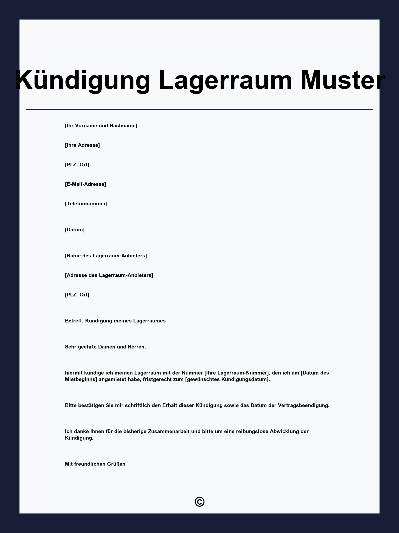 Kündigung Lagerraum Muster