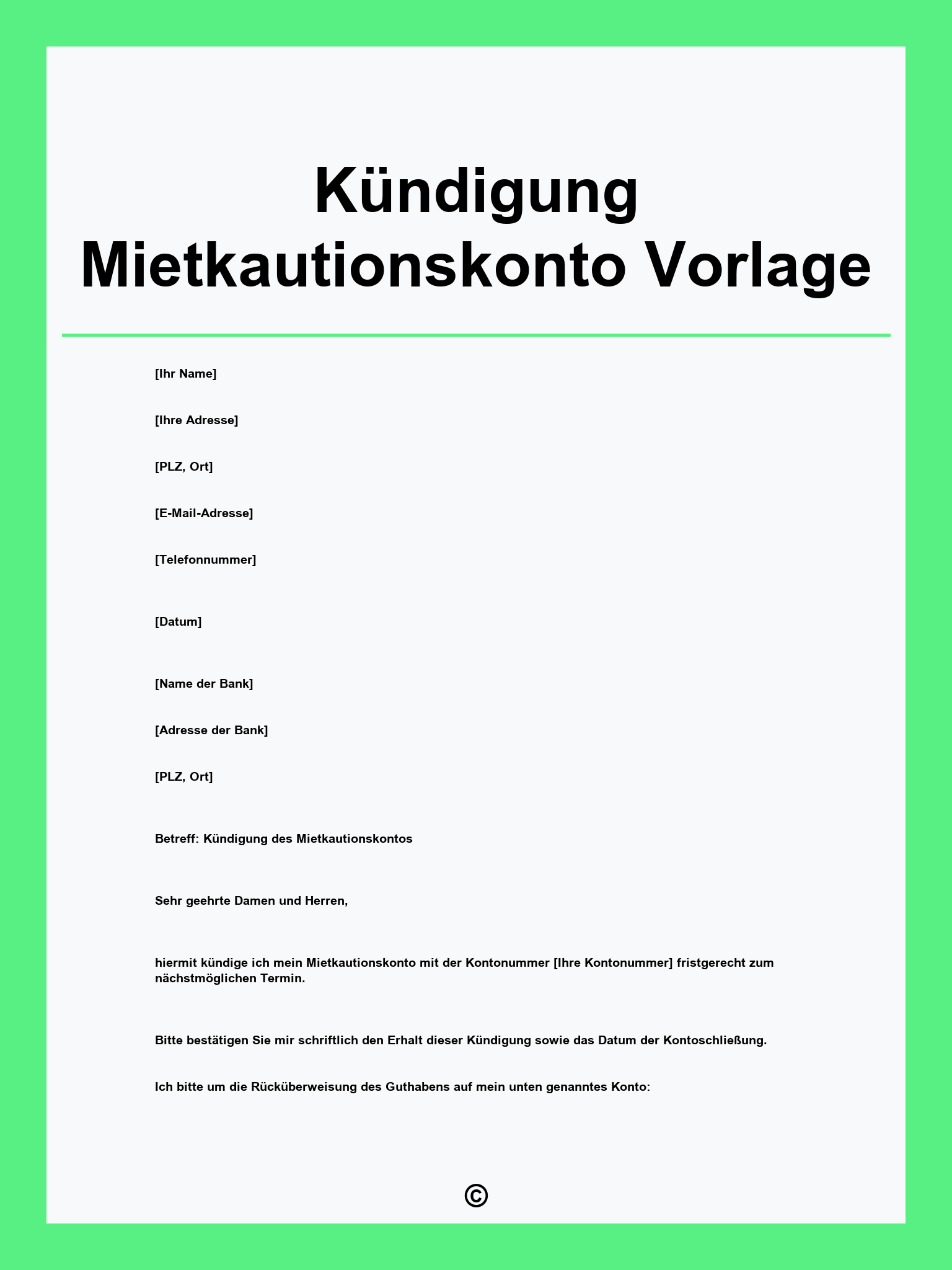 Kündigung Mietkautionskonto Vorlage
