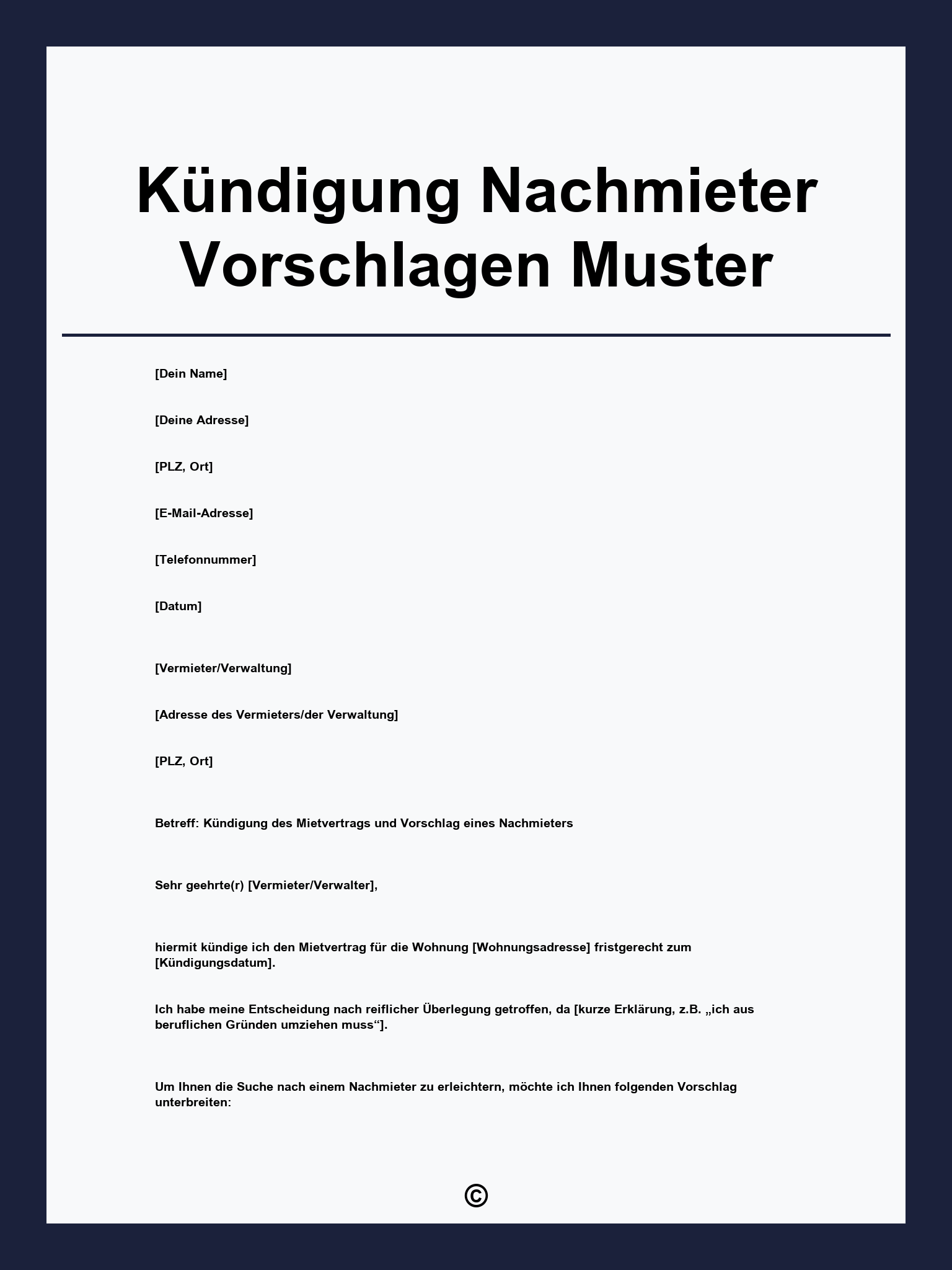 Kündigung Nachmieter Vorschlagen Muster