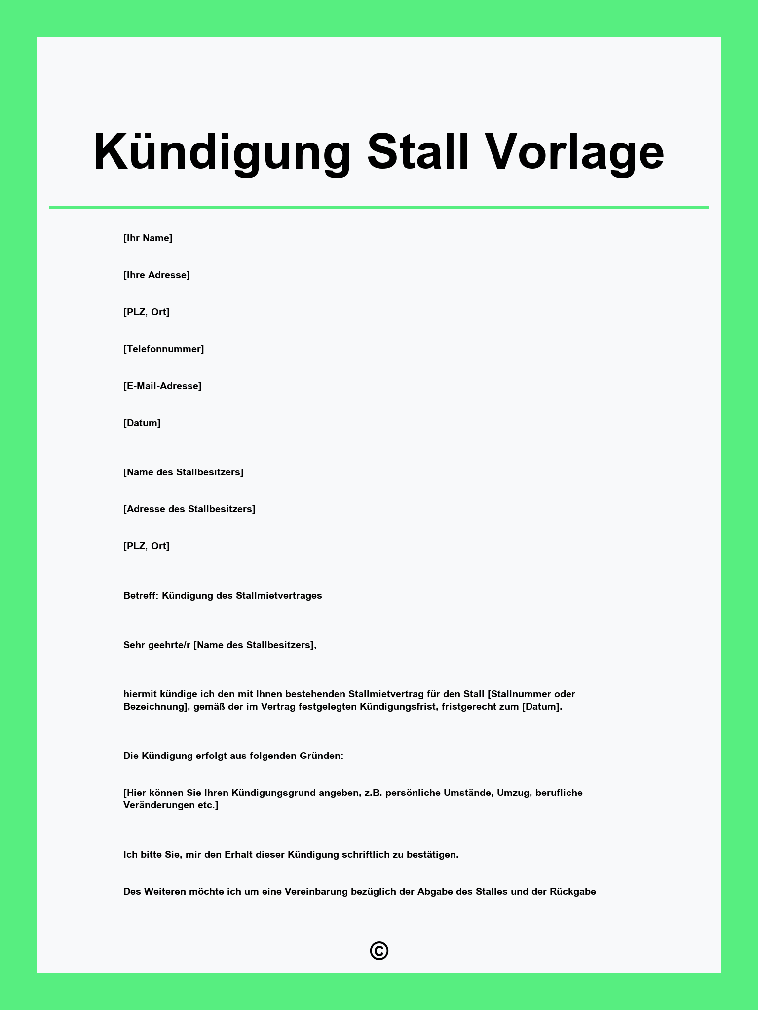 Kündigung Stall Vorlage