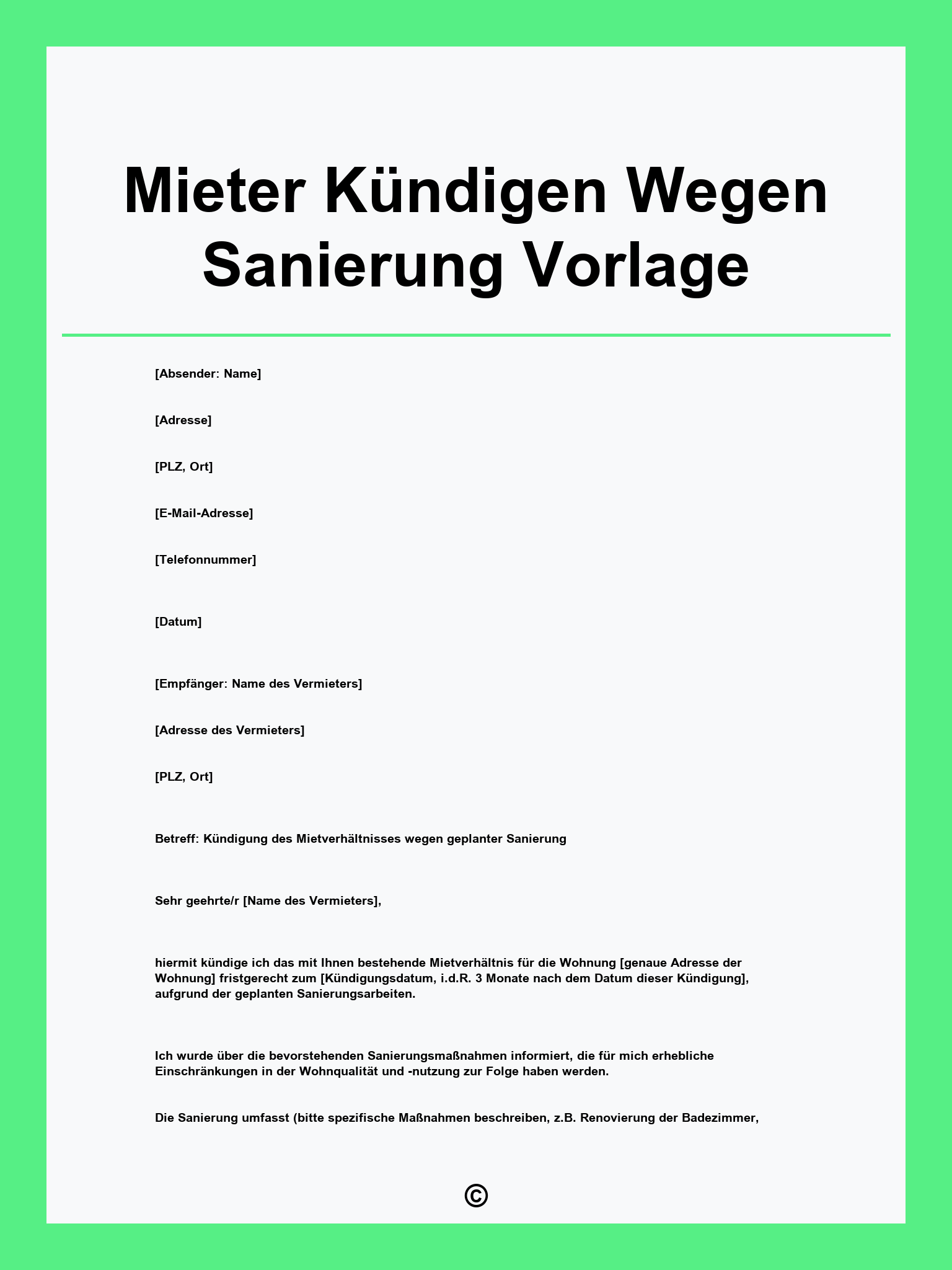 Mieter Kndigen Wegen Sanierung