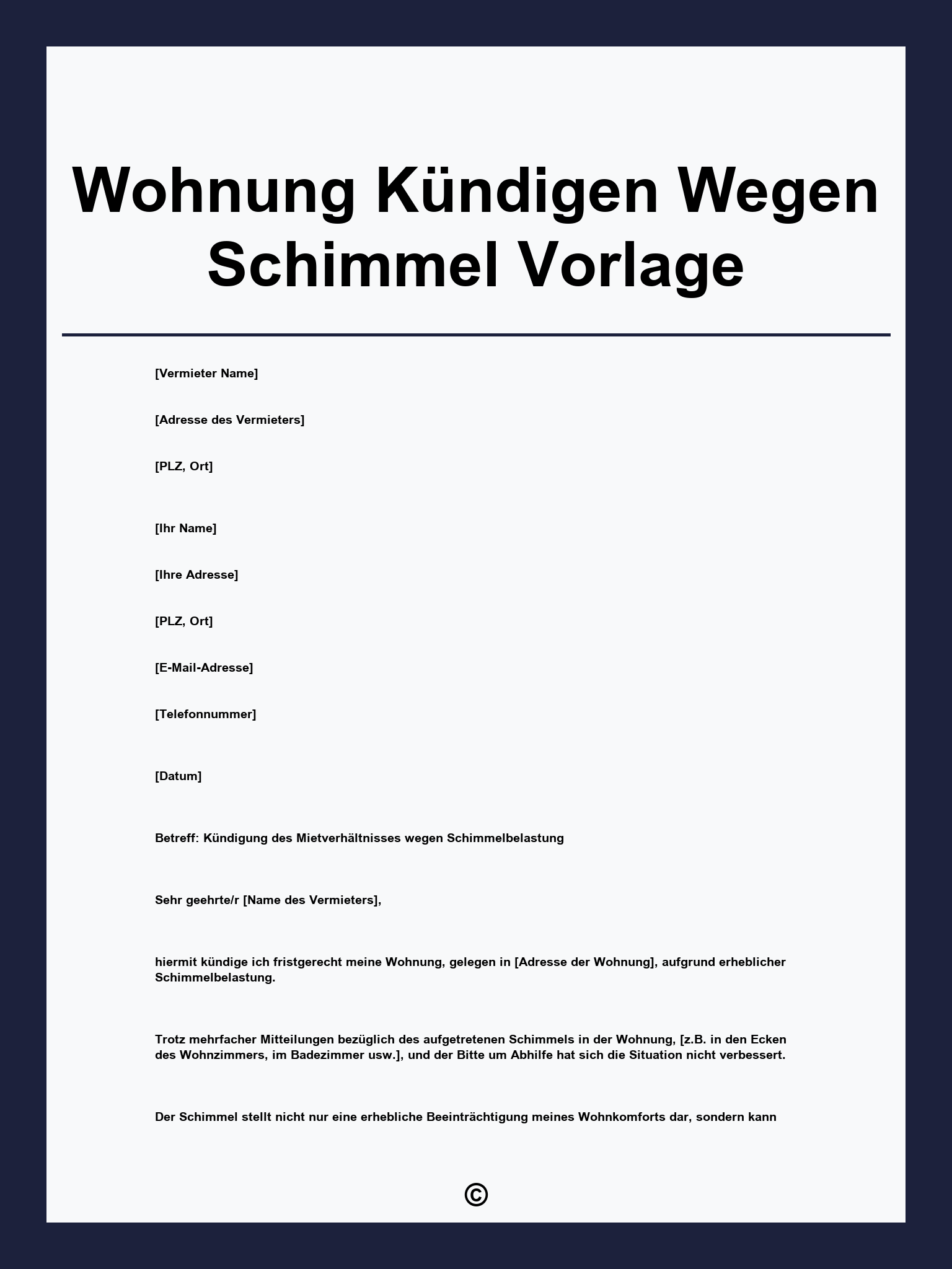 Wohnung Kündigen Wegen Schimmel Vorlage